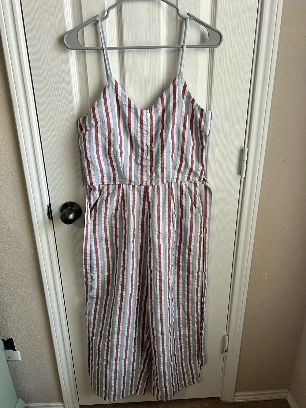 BP Striped Spaghetti-Strap jumpsuit
